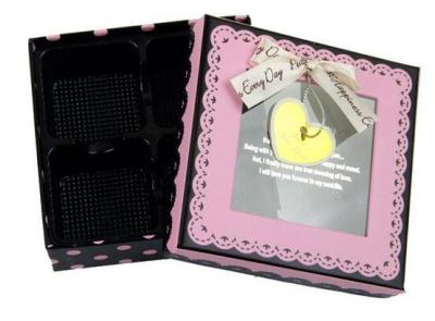 China 4 Grids Chocolate Rigid Box Black And Pink Square Shape Shock Resistant for sale