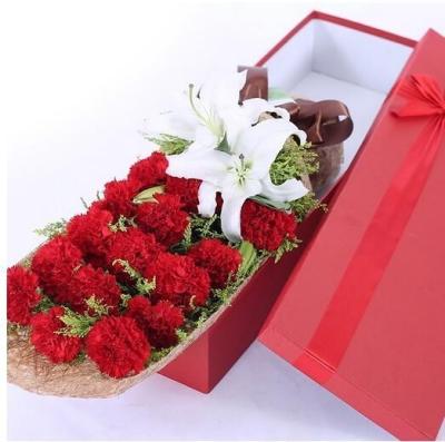 China Flower Cardboard Gift Packaging Box  Red Color Shock Resistant for sale