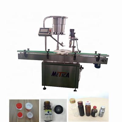 China Food Driven Type Automatic Screw Machine Plastic Bottle Glass Jar Plastic Rotary Capper Electric Driven Type With Vibration for sale