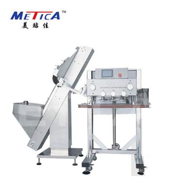 China Automatic Linear Beverage Screw Cap Closing Machine And Capping Machine With Cap Feeder For Jars And Bottles for sale