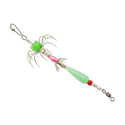 China TEUCER squid bead high quality flashing single hook hook manufacturers supply squid wooden hook big eye luminous shrimp lure for sale