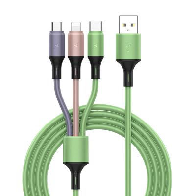 China MP3/MP4 player liquid silicon soft cable 3 in 1 micro usb c multi cable charger usb phone fast charging cable for sale