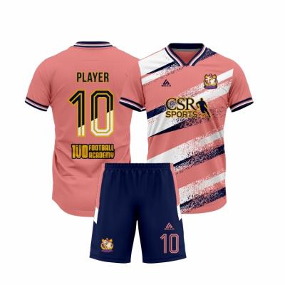 China Custom Kids Adult Man Soccer Jerseys Sets Football Team Apparel Sublimation Breathable Football Wear for sale