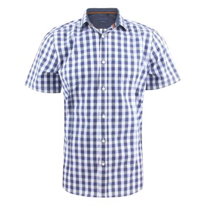 China Anti-wrinkle cotton for men casual short sleeve yarn dyed jacquard fabric summer shirts for sale