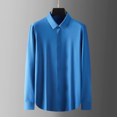 China Manufacturer anti-pilling direct sales long sleeve solid color dark button men shirts for sale