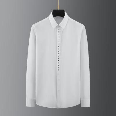 China Factory direct fashion anti-pilling leisure hot drilling men's long-sleeved shirts for sale