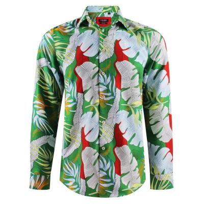 China Anti-Wrinkle Mens Shirts Striped Summer Hawaiian Shirt Long Sleeve Shirt Men Casual Lapel Beachwear Shirt Men Camisa Masculina Masculina Print for sale