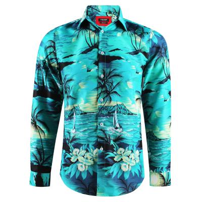 China Anti-Wrinkle Printed Hawaiian Mens Shirt Flannel Shirt Tropical Plaid for sale