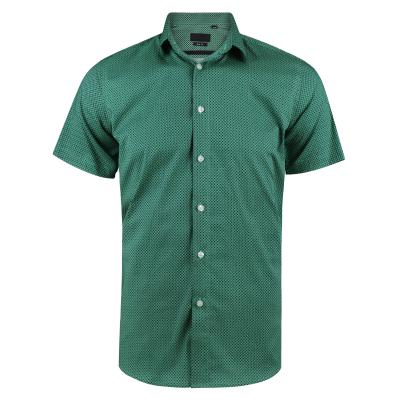 China Anti-wrinkle quality assurance 100% cotton short sleeve printing colorful mens collard button up shirt manufacturers for sale