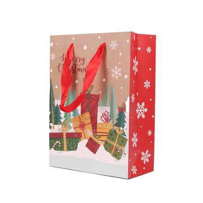 China Recycled Materials Kraft Paper Christmas Gift Packaging Bag Christmas Decoration Christmas Candy Snack Storage Bag for sale