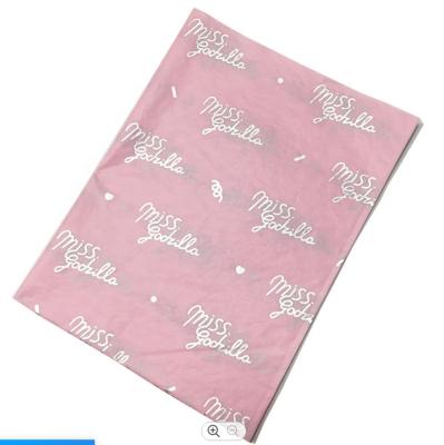 China Recycled Logo Pink Back Customized Soft Materials Silver Foil Tissue Paper Hot Stamping Gift Wrapping for sale