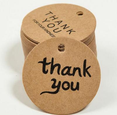 China Custom Recycling Eco - Friendly Minimalism Brown Kraft Paper Round Thank You Gift Tag Holidays for sale