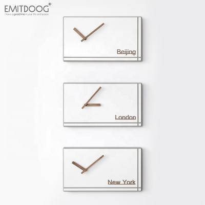 China Modern Europe City Wall Decor Emitdoog Name Wooden Wall Clock Home Decor For Office for sale