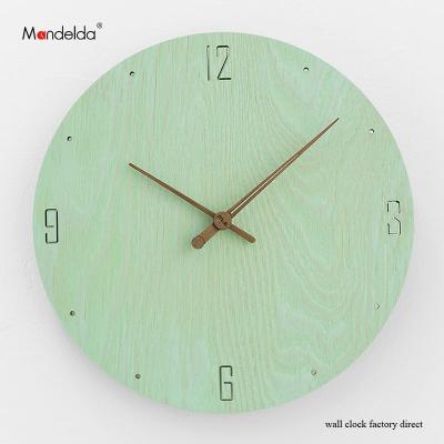 China Mandelda Style Modern Digital Silent Green 2018 New Extra Large Antique Creative Wall Clocks Round Rustic Wood Wall Clock For Bed Room Decor for sale