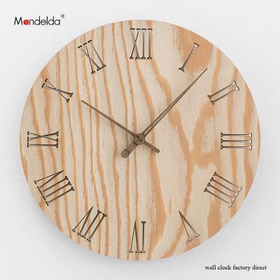 China Large Roman Numeral Wall Clock Digital Quartz Newcomer Mandelda Style Diy Wall Clocks Antique Silent British Modern Wooden Home Promotion DIY Wall Clocks for sale