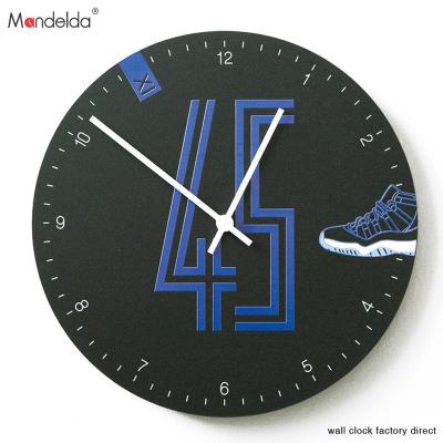 China Antique Style Mandelda 12 Inch Digital 3d Watch Wall Clock MDF Silent Wooden Round Quartz Wall Clock Home Decorative Diy Eco-friendly Sticker for sale