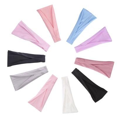 China New Sports Hair Band Men Women Fitness Yoga Headband Yoga Headband Hair Circle Solid Color Sports Elastic Ice Sweat Absorption Silk Hair Circle for sale