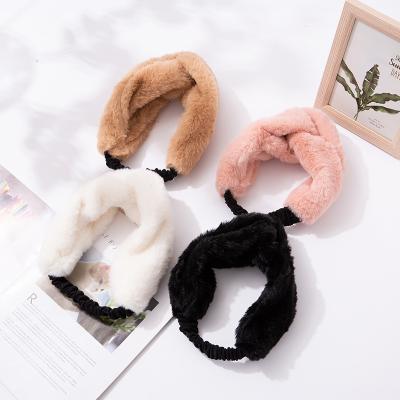 China Hot 2022 Women Plush Hair Band Yiwu Headbands Fashion Autumn Winter New Plush Rabbit Fur Hair Band Luxury Hat for sale