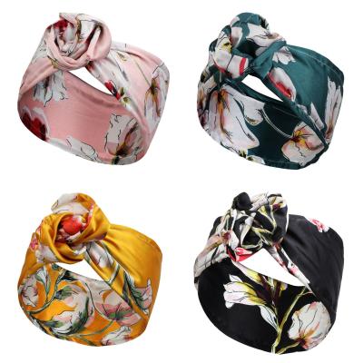 China 2022 Fashion Yiwu women wide for new elegant headband yarn hair band yoga printed sweat band hair absorbing accessories for sale