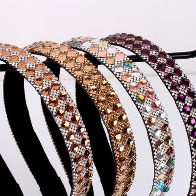 China 2022 New Yiwu Edge Fashion Hair Sponge Hair Band Circle Women's Crystal Hair Accessories Circle Hot Selling Wide Fashion for sale