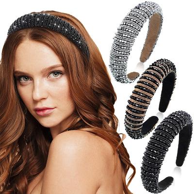 China American Fashion European Baroque Crystal Circle Hair Thick Sponge Pressed Hair Beaded Cloth Hairpin Retro Face Hair Washing Accessories for sale