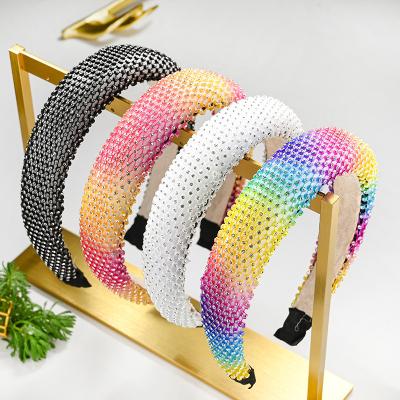 China European American Baroque Women Hair Circle Diamond Rainbow Fashion Sponge Fashion Thickened Exquisite Color Hair Circle Hair Accessories for sale