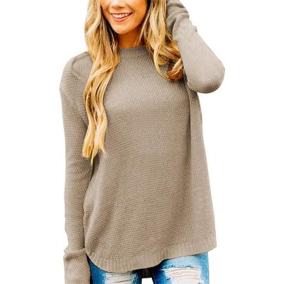 China Anti-pilling Wholesale Solid Color Women's Winter Knitted Top Sweatshirt For Women Ladies Blouses for sale