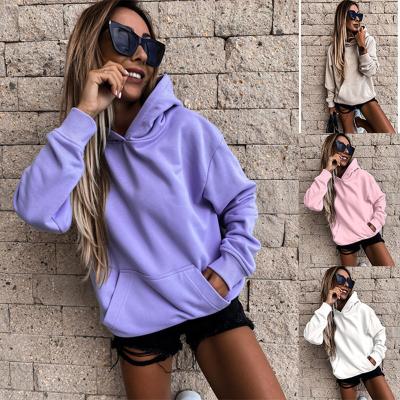 China Breathable Over Rated Autumn Baggy Pullover Solid Purple Women Hoodies Women Sweatshirt Sheath Long Heavy Hoodies Women for sale