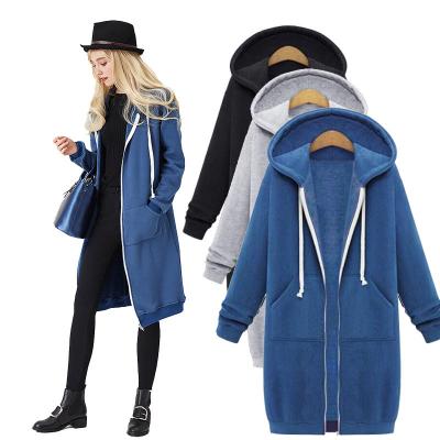 China Autumn Winter Women's Hooded Anti-pilling Long Hoodies Oversized Hoodies Long Sleeve Women's Sweatshirt Fashion Zipper Tracksuit for sale