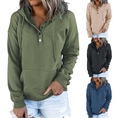 China Breathable Women Casual Hoodies Pullover Tops Drawstring Long Sleeve Sweatshirts Fall Clothes With Pocket for sale