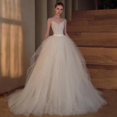 China New Lassen Anti-wrinkle 2022 French Super Fairy Series Super Slim Premium Light Gauze With Big Tail Main Luxury Retro Wedding Dress for sale