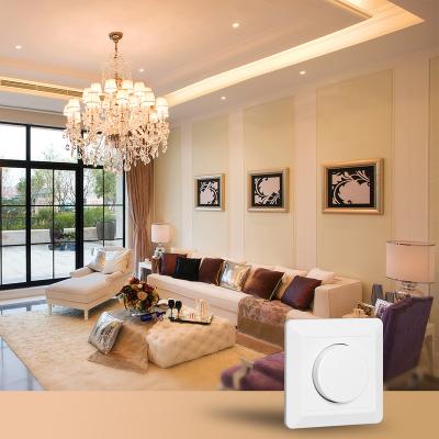 China 300 Watt Indoor White Trailing Edge Wall Dimmer Rotary Switch Europe Size for sale