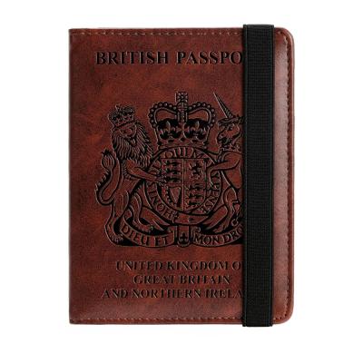 China Custom Zipper QQgift OEM Leather RFID Passport Holder Blocking British Passport Cover Passport Wallet for sale