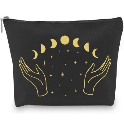 China QQgift OEM Custom NATIONAL Moon Witch Zipper Pouch For Tarot Cards Crystals Things Moon Phase Cosmetic Bag for sale