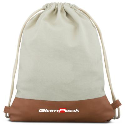 China QQgift OEM Premium Fitness Sports Drawstring Bag Cotton Canvas Anti-theft Custom Gym Bag With Pocket for sale