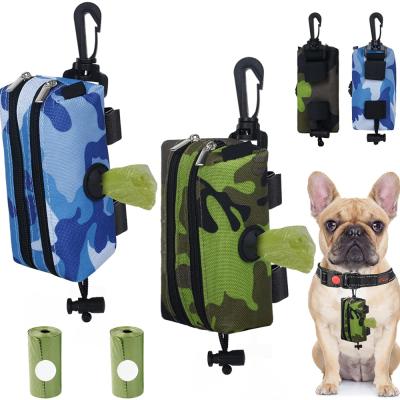 China QQgift Viable Custom OEM Poop Bag Dispenser 2 Pack Dog Poop Bag Holder For Leash With 2 Zippers Pet Waste Bag Holder Leash for sale