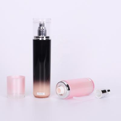 China 60ml Cosmetic Colored Matte Dark Black White Gradient Round Acrylic Bottle Customized Cosmetic Plastic Packaging For Lotion Cream for sale