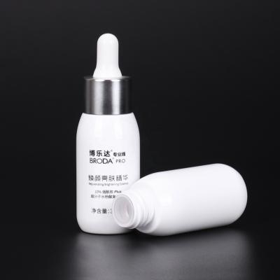 China 35ml Round Navy Blue Matte White Thick Essential Oil Serum Cosmetic High Quality Dropper Bottle With Silk Screen Printing for sale