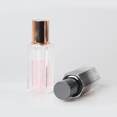 China Cosmetic luxury red rose gold 30ml acrylic dropper bottle pp for essential oil serum backing screen printing custom logo for sale