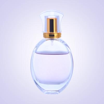 China Rifillabel 50ml Acrylic Transparent Oval 50ml Perfume Bottle Refillable Glass Empty Luxury Cap Bottles for sale