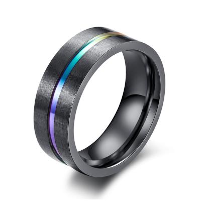 China Wholesale CLASSIC Mens Ring Stainless Steel Black Titanium Steel Ring Colored Stainless Steel Matching Jewelry for sale