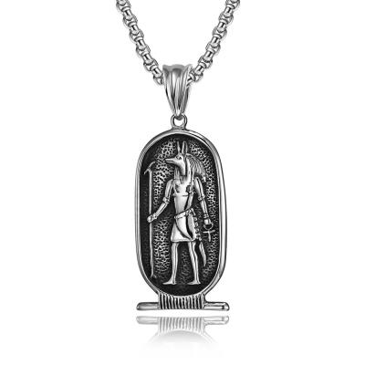 China Hot Sale Religious Custom Made Stainless Steel Necklaces Pendants Vintage Anubis Jewelry for sale