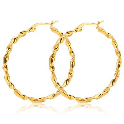 China Wholesale CLASSIC 4 Colors Stainless Steel Hoop Earrings Women Twisted Hoop Earrings Gold Plated Hoop Earrings for sale