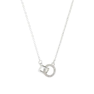 China CLASSIC luxury 925 sterling silver necklace jewelry for ladies geometric square sterling silver necklace for sale