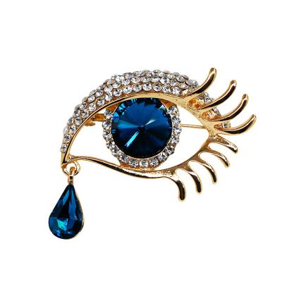 China New Design ALLOY 2021 Luxury Brooches Women's Blue Eye Crystal Designer Inspired Brooches Pin Corsage for sale