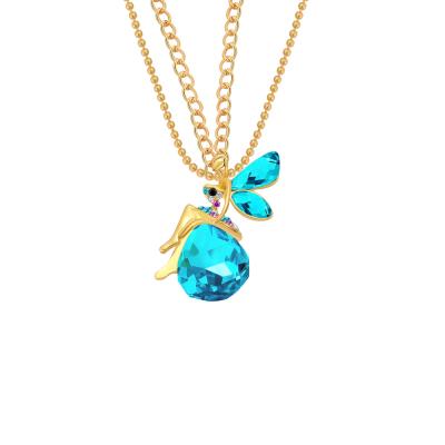 China Trendy blingbling dangle women jewelry,diamond necklaces elves form colorful alloy new design necklace for sale