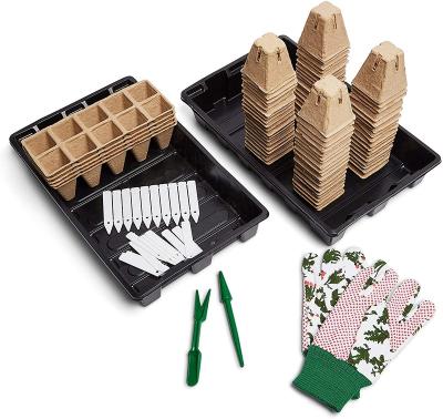 China Eco-Friendly Starter ECO-FRIENDLY Kit Square Peat Seed Pots with Plant Base Starter and Biodegradable Peat Pot Sets for sale