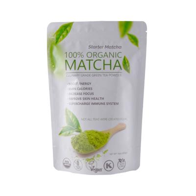 China Stand Up Pouch Food Grade Laminated Material Stand Up Pouch Bag For Green Tea Powder Packaging for sale