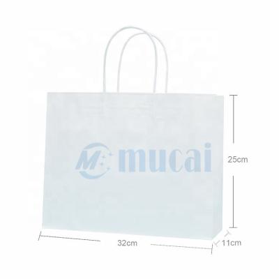 China Disposable Women Use White Kraft Paper Shopping Gift Bag With Logos for sale