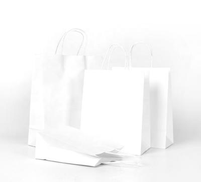 China Disposable Stock Recycle White Paper Kraft Paper Shopping Gift Bag for sale